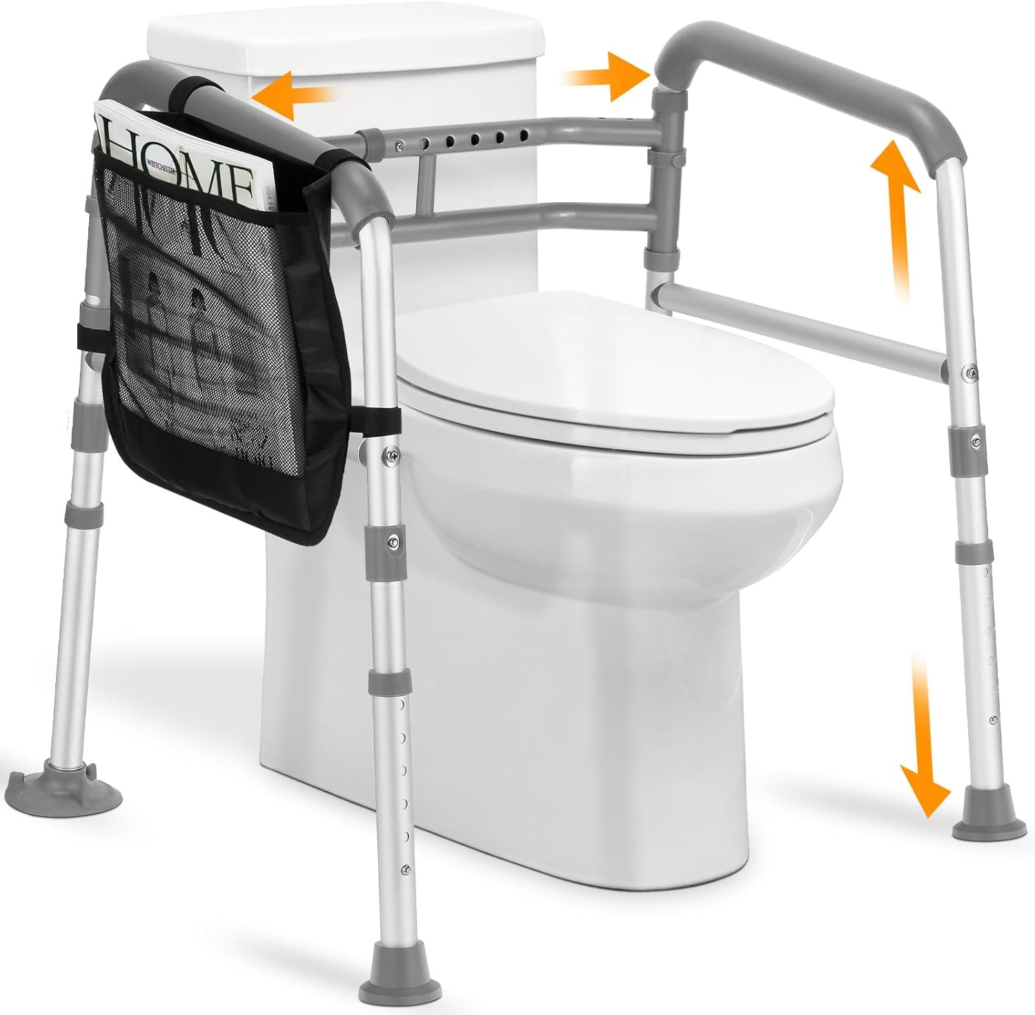 Toilet Safety Rails for Seniors, Adjustable & Foldable Toilet Safety