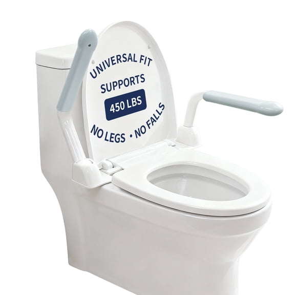 Toilet Safety Rails for Seniors with Flip-Up Armrests, Heavy-Duty Toilet Support Frame, 450 lb Capacity, Adjustable Bathroom Assist Rails for Elderly, Disabled & Post-Surgery Recovery