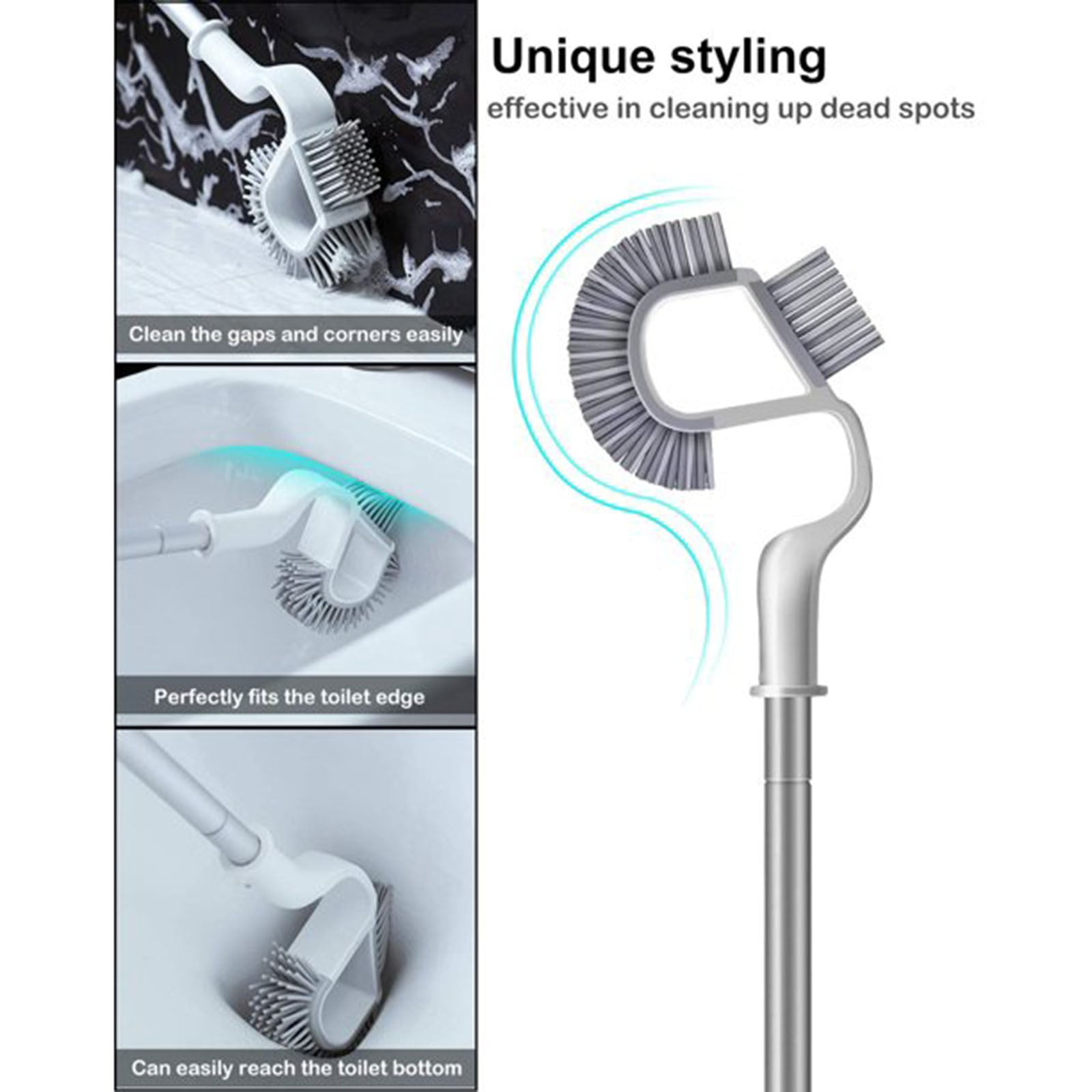 Toilet Scrubber Brush and Holder Under Rim Lip Brush with Storage Caddy ...