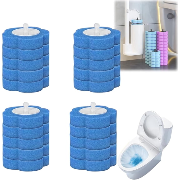 Toilet Scrubber Disposable Pads  No Pre-Rinse, No Mess, No Odor, Simplifies Bathroom Hygiene, Disposable Toilet Bowl Cleaner Wand (20 Ocean Sponge)Q