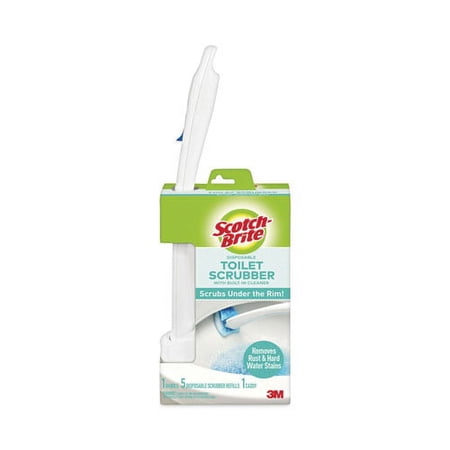Toilet Scrubber Starter Kit, 1 Handle And 5 Scrubbers, White/Blue | Bundle of 10 Each