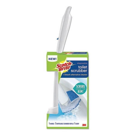 Toilet Scrubber Starter Kit, 1 Handle And 5 Scrubbers, White/Blue | Bundle of 2 Each