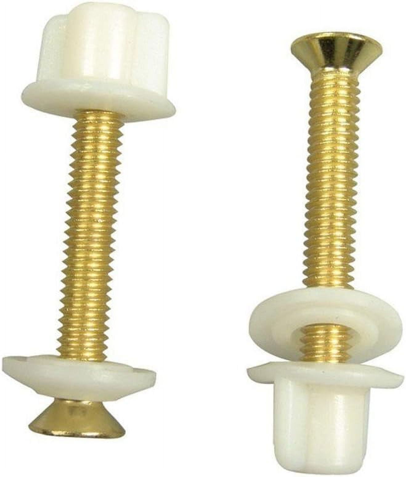 Toilet Seat Bolts with Nuts & Washers Brass Plated 2 Pack Replacement