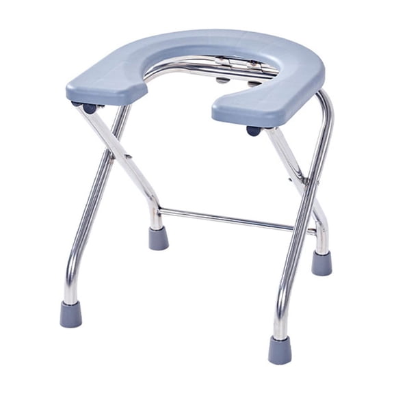 Toilet Seat Commode Stool for Bathroom Trong Bearing Capacity Comfortable Anti Slip Pad under The Stool Leg Shower Chair Multi Uses Folding Gray 38cm High