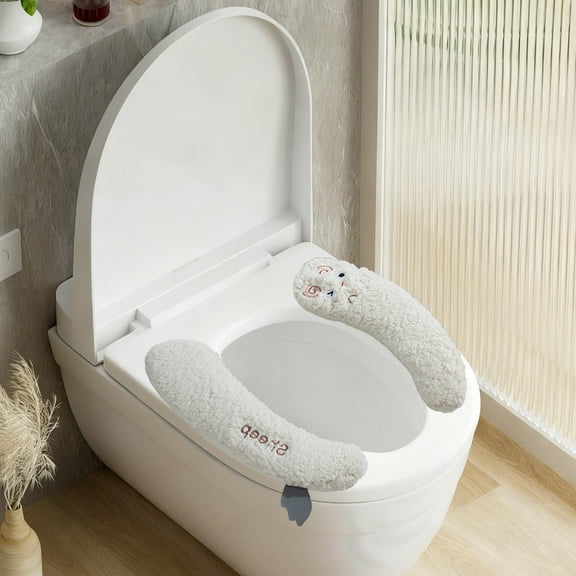 Toilet Seat Cover under $5! Bzdzmqm Toilet Seat Cover Four Seasons Adhesive Thickened, Washable Winter Toilet Seat Pad, Plush Soft Toilet Mat, Easy Installation Bathroom Accessory