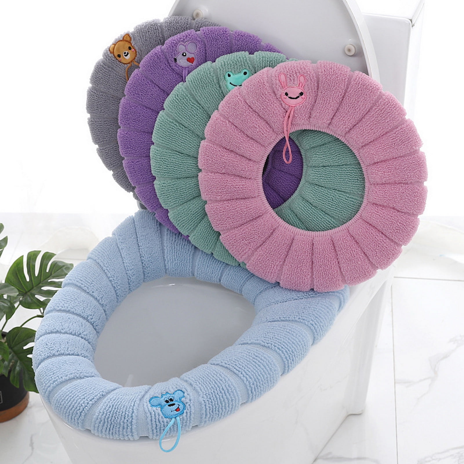 Toilet Seat Cover,Bathroom Soft Thicker Warmer Fixed Stretchable