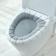 thumbnail image 1 of Toilet Seat Cover, Bathroom Soft Thicker Warmer Stretchable Washable Cloth Toilet Seat Cover Pads, 1 of 5