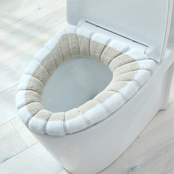 Toilet Seat Cover, Bathroom Soft Thicker Warmer Stretchable Washable Cloth Toilet Seat Cover Pads