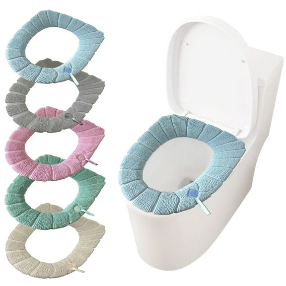 Toilet Seat Cover, Cozy Warm Acrylic Toilet Seat Cover for Round & Elongated Toilets, Soft Machine Washable Toilet Seat Cover with Secure Ring, Fits 14 x 18 Toilet Seats