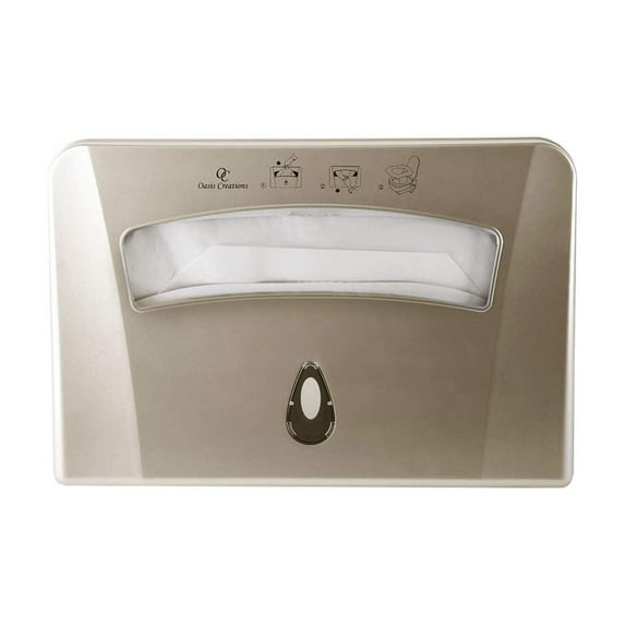 Toilet Seat Cover Dispenser by Oasis Creations –Wall Mount – Heavy Duty Commercial or Residential – Gold
