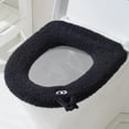 thumbnail image 1 of ​Toilet Seat Cover with Handle, Winter Plush Toilet Seat Cushion, Thickening Warm & Washable Household Toilet Mat for Easy Lifting and Comfort​​(Black), 1 of 7