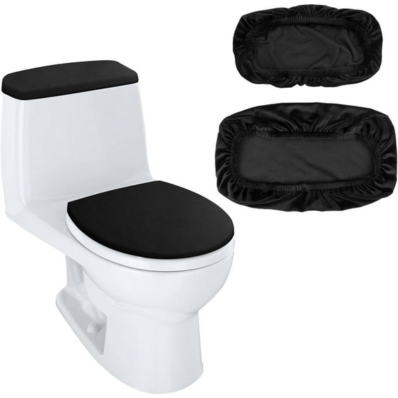 Toilet Seat Cover Pads,Happon 2 Pack Dust Cover for Toilet Tank,Soft and Absorbent Toilet Lid Covers Set,Replacement Toilet Lid Covers with Elastic Bottom for Bathroom