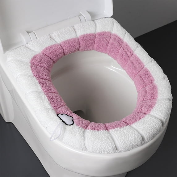 Toilet Seat Cover, Soft Fabric Warmer, Hygienic Washable Design, Universal Fit for Round & Elongated Seats, Easy Llation & Cleaning, Topliu