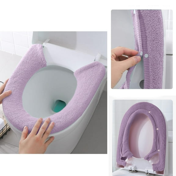 Toilet Seat Cover, Soft Thicker Bathroom Cushion, Warmer Toilet Pad With Snaps, Stretchable Washable Fiber Cloth, Reusable Toilet Seat Cover for Comfortable and Hygienic Bathroom Use