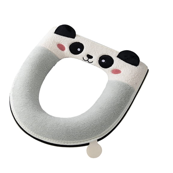 Toilet Seat Cover, Soft Thicker Warmer Washable Cloth Pads Easy Cleaning Panda Pattern