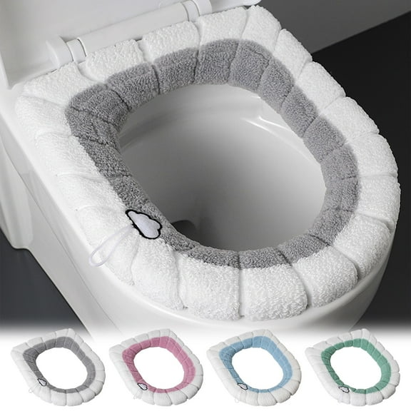 Toilet Seat Cover, Soft Warmer with Washable Fiber Cloth, Universal Size for Round & Elongated Toilets, Non-slip & Easy Llation for Year-round Comfort, Ideal for Cold Bathrooms & Family Homes