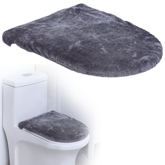 Toilet Seat Cover, Washable Toilet Lid Cover Soft Toilet Seat Protector, Warm Cushioned Bathroom Toilet Cover, Reusable Comfort Toilet Seat Lid Gray 18.11x19.68 Inch (1Pcs)