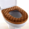 thumbnail image 1 of Toilet Seat Cover, Washable Toilet Seat Cover Pads, Soft Thicker Cushions for Bathroom Toilet, Reusable Toilet Seat with Zipper, Warmer Toilet Cover Pads for Winter Brown 16.93x14.96 In (1Pcs), 1 of 3