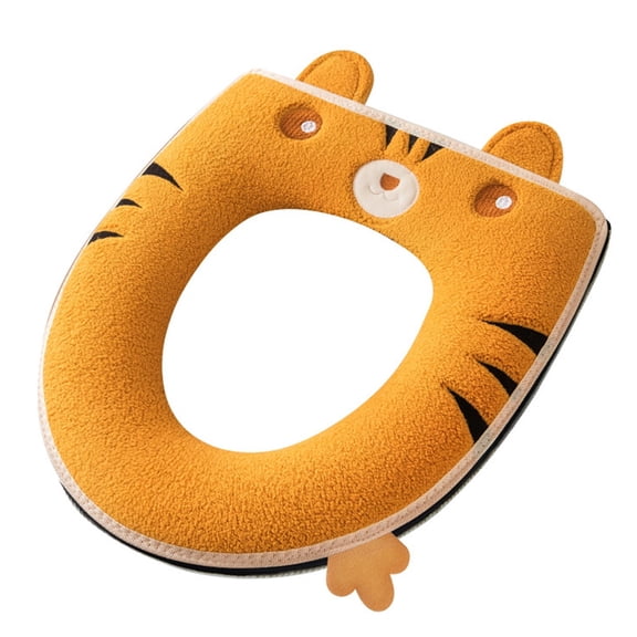 Toilet Seat Cover for Bathroom, Furenl Tiger Toilet Seat Cover with Zippered Thickened Cushion, Yellow
