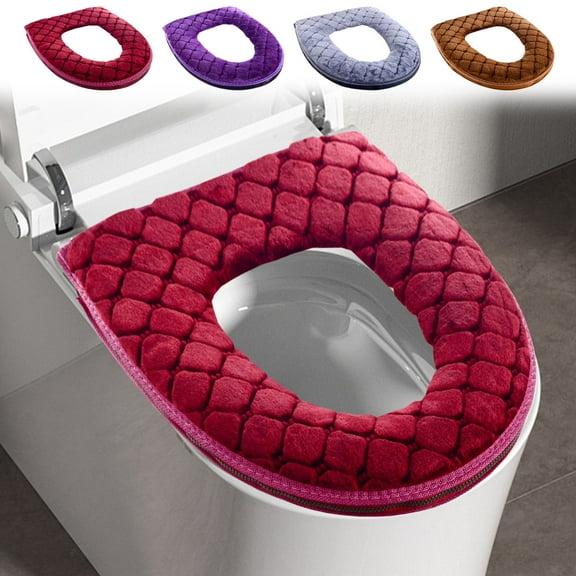 Toilet Seat Cover for Bathroom, Toilet Seat Cushion Covers Soft Thicker Warmer Washable Toilet Seat Cover Pads with Zipper Home Reusable