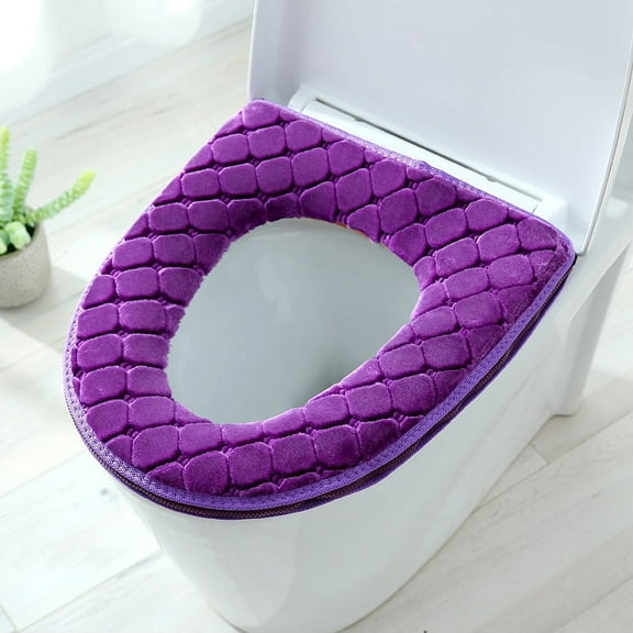 Toilet Seat Cover for Bathroom, Toilet Seat Cushion Covers Soft Thicker Warmer Washable Toilet Seat Cover Pads with Zipper Home Reusable