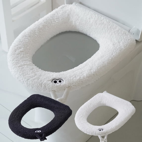 Toilet Seat Cover with Handle for Easy Removal Washable Winter Warm Household Bathroom Accessory