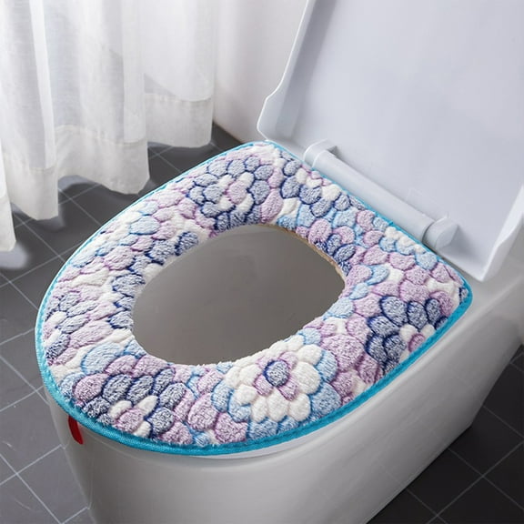 Toilet Seat Covers Cushion Bathroom Warm Skin-Friendly Four Seasons Available Seat Bowl Soft Zipper Washable Toilet Seat Cover