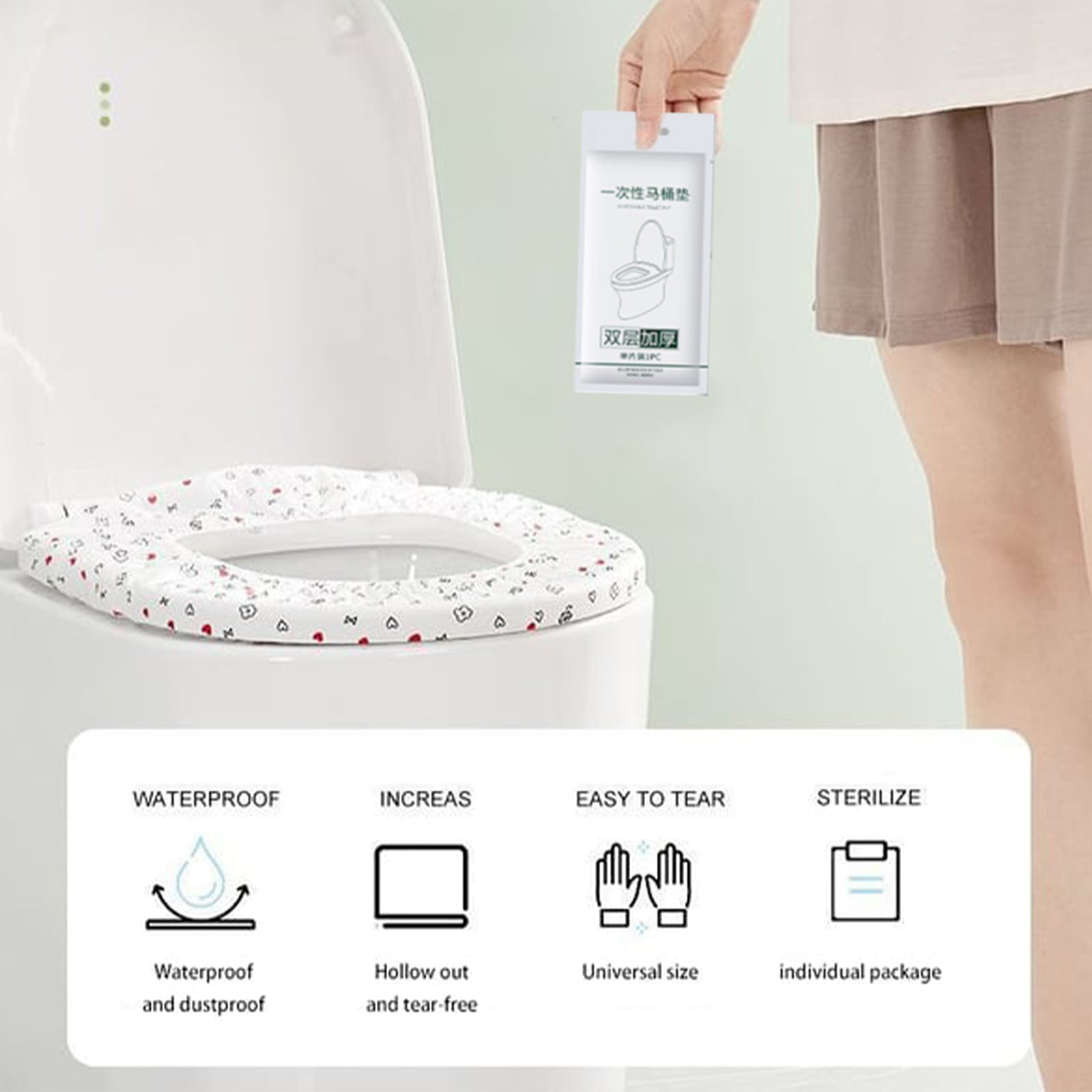 Toilet Cover Seat Toilet Seat Covers Disposable Travel Pack 50 Count,Faster Use-Sticker Free Disposable Toilet Seat Covers