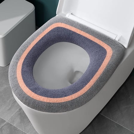 Toilet Seat Cushion under $5! CQCYD Three Color Toilet Seat Cushion, Soft Warm Stretchable Cover for Round Elongated Seat, Machine Washable Bathroom Mat for Home Use
