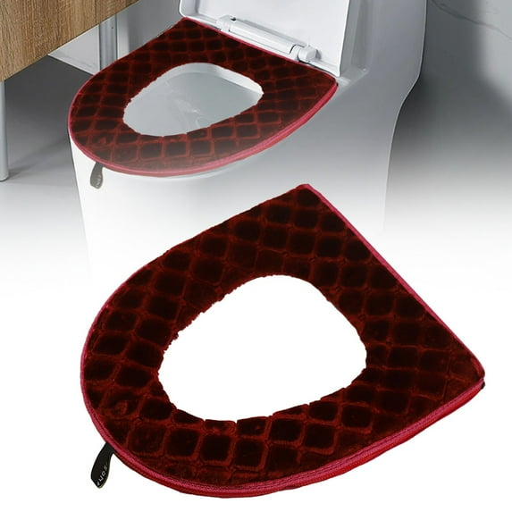 Cozival Soft Toilet Seat Cover - Thicker Warmer Washable Cloth Pad for Most Standard Toilet Lids, Non-Slip Bathroom Comfort with Elastic Edge, Hygienic & Skin-Friendly Household Essential, Wine