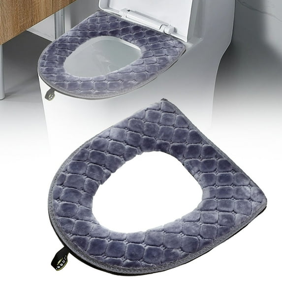 Cozival Soft Toilet Seat Cover - Thicker Warmer Washable Cloth Pad for Most Standard Toilet Lids, Non-Slip Bathroom Comfort with Elastic Edge, Hygienic & Skin-Friendly Household Essential, Grey