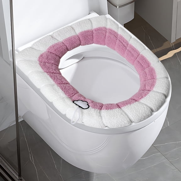 Toilet Seat Cushion For Seniors Household Fours Seasons Toilet Seat Thickened With Handle Winter Toilet Ring Washable Sets Wear Knitted Toilet Seat