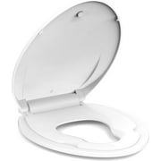 Toilet Seat Elongated,Toilet Seat with Toddler Seat Built in, Potty Training Toilet Seat Elongated Fits Both Adult and Child, with Soft Close, Easy Install and Clean - Elongated White