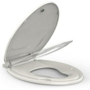 Toilet Seat Elongated,Toilet Seat with Toddler Seat Built in, Potty Training Toilet Seat Elongated Fits Both Adult and Child, with Soft Close, Easy Install and Clean - Elongated Biscuit