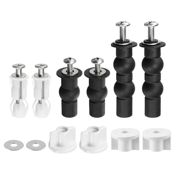 Toilet Seat Hinge Fixings, Stainless Toilet Seat Screws and Bolts with Rubber and Plastic Nuts
