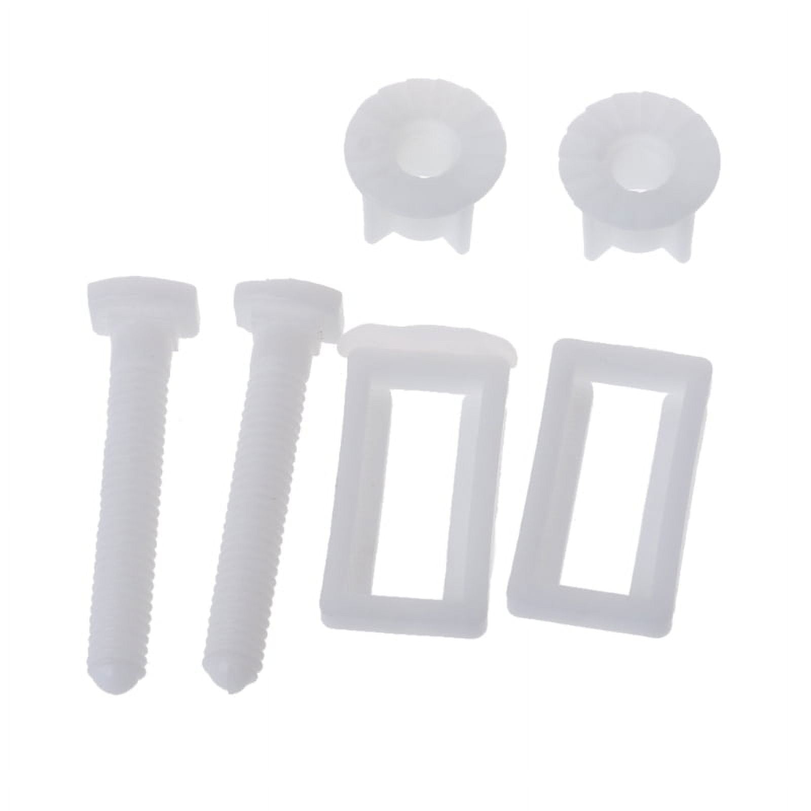 Toilet Seat Hinge Hardware, Expanding Screw Set, Rubber Bolts with