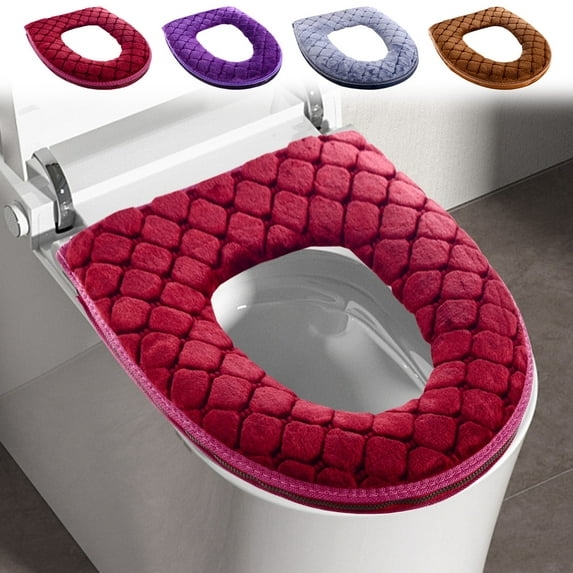 Toilet Seat Pad, 17x14.6" Soft Thickened Toilet Seat Cushion Covers, Washable Warmer Toilet Seat Mat wth Zipper for Home Hotel Bathroom