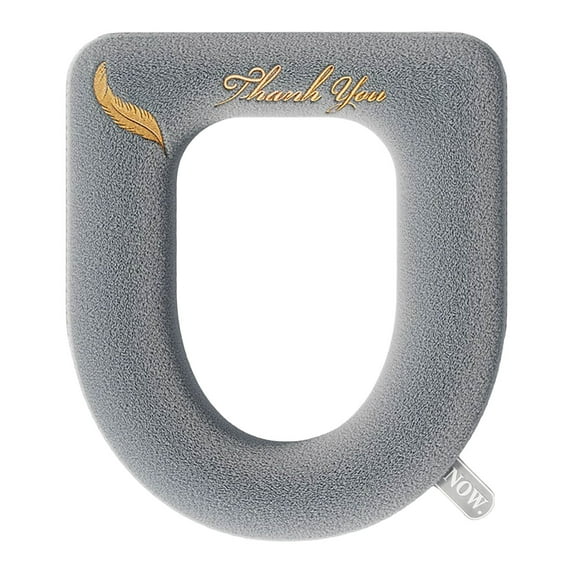 Toilet Seat Pads with Zipper, Toilet Seat Cover with Lifter Handle, Washable Soft Thicker Toilet Seats Warmer Mat(Gray)