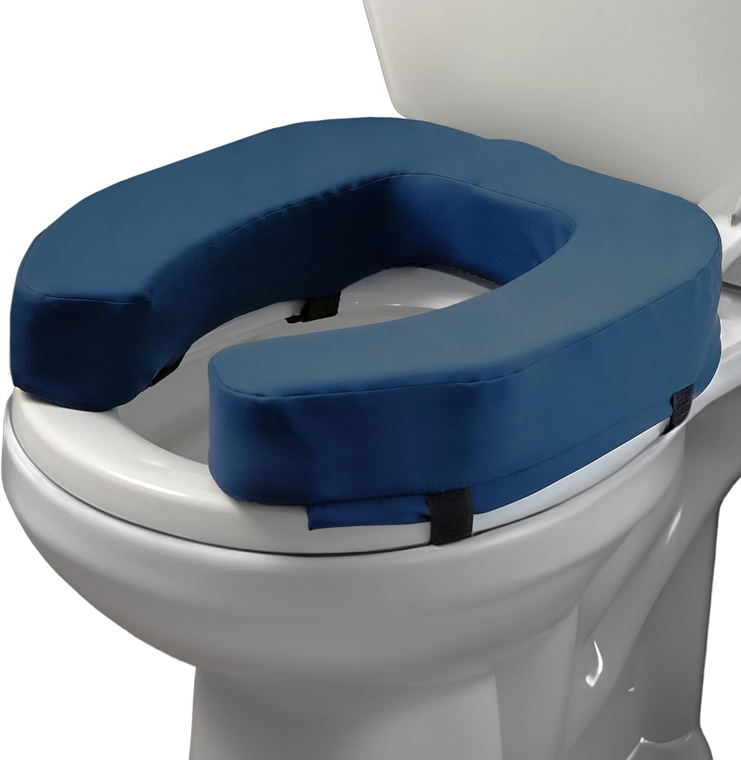 Toilet Seat Riser for Seniors - Adds 3 inches - Universal Fit - FIRM Raised Toilet Seat Cushion with High-Density Foam for enhanced Comfort \u0026 Elevation. Post-Surgery Must Have (Blue)