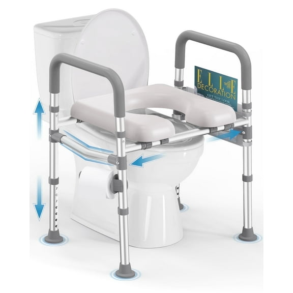 ZOTO Toilet Seat Riser, 400LBS Weight Capacity, with Handles, Adjustable Height/Width, for Elderly/Pregnant/Handicap.