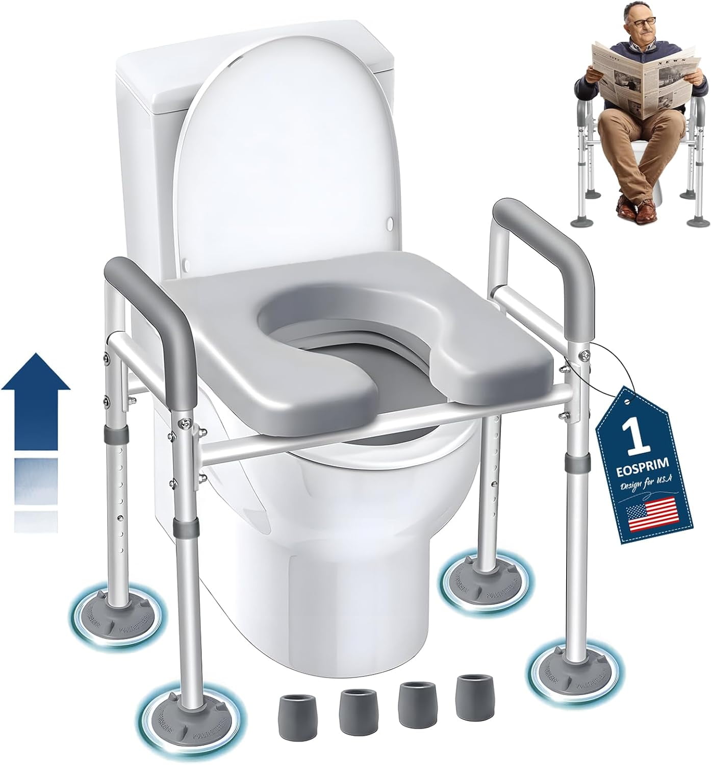 Toilet Seat Risers for Seniors Elongated, Raised Toilet Seat with ...