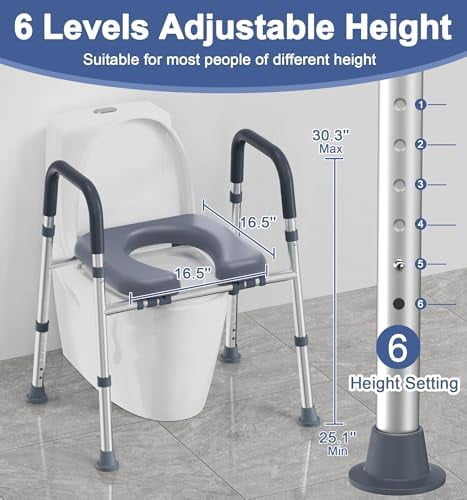 Elevated Tree Riser Toilet Seat Risers for Seniors,Raised Toilet Seat with Handles & Padded ...