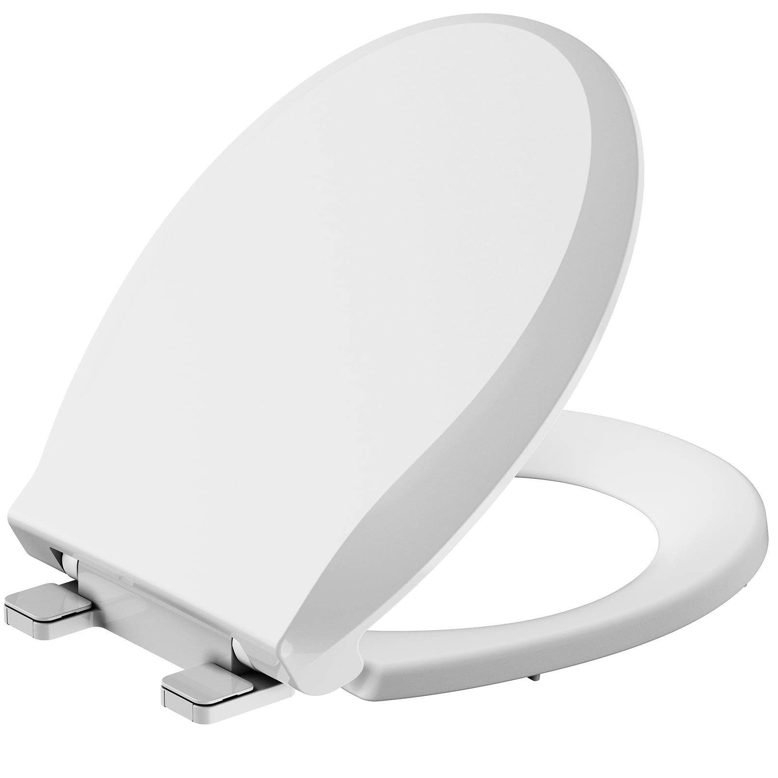 Toilet Seat, Round Toilet Seat Quiet-Close Toilet Lid Easy Clean and Install Universal Durable Plastic White Toilet Seat-17''