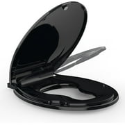 Toilet Seat Round,Toilet Seat with Toddler Seat Built in, Potty Training Toilet Seat Round Fits Both Adult and Child, with Soft Close, Easy Install and Clean - Fits Most Round Toilets, Black