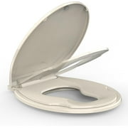 Toilet Seat Round,Toilet Seat with Toddler Seat Built in, Potty Training Toilet Seat Round Fits Both Adult and Child, with Soft Close, Easy Install and Clean - Fits Most Round Toilets, Almond