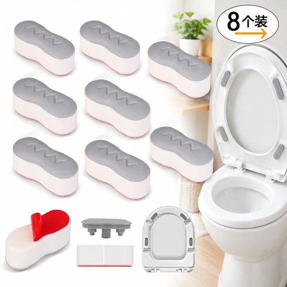 Toilet Seat Silent Shock Absorbing Cushion 8 Pack, 1.8 X 0.8 Inch Anti Slam Pads Reduce Slamming Noise