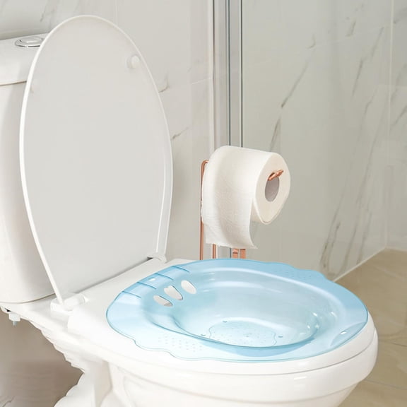 Toilet Seat Sitz Bath Women Bidet Hip Bath with Flusher Wide Seating Area Comfortable for Various Size Toilet Edge, Round, Oval or Elongated Blue