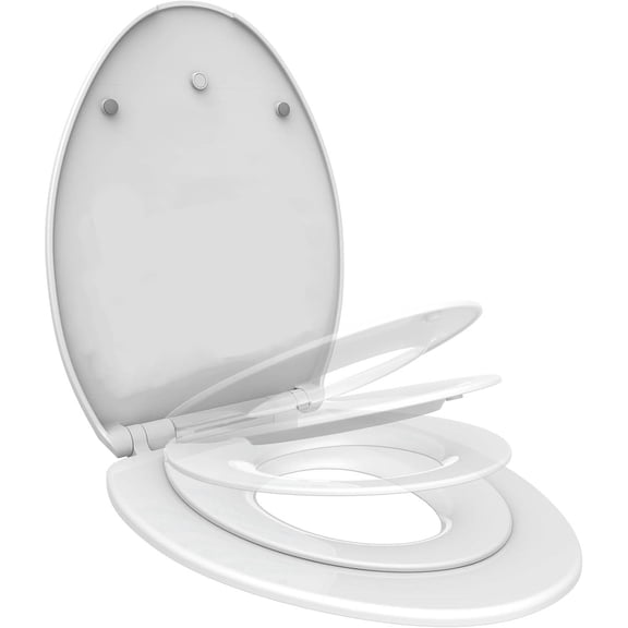 Toilet Seat, Slow Close & Quick Releasing Technology, Anti-Wiggling, Easy to Install and Clean, Elongated with Built In Seat