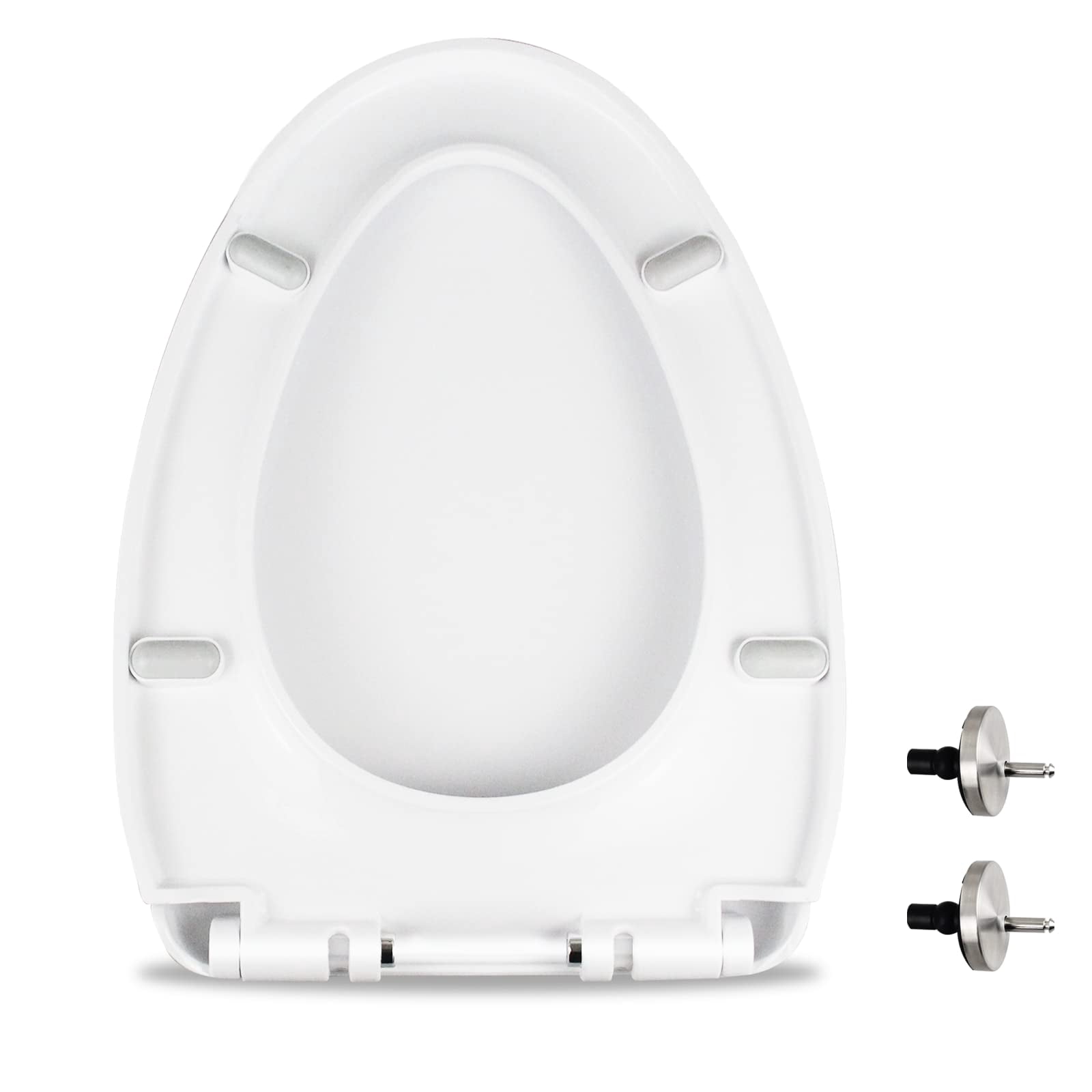 Toilet Seat  Slow Close White Heavy Duty With Non-slip Bumpers Easy To Install & Clean Pp Material Replacement Fits All Brands Elongated Toilets(mu220-pp)
