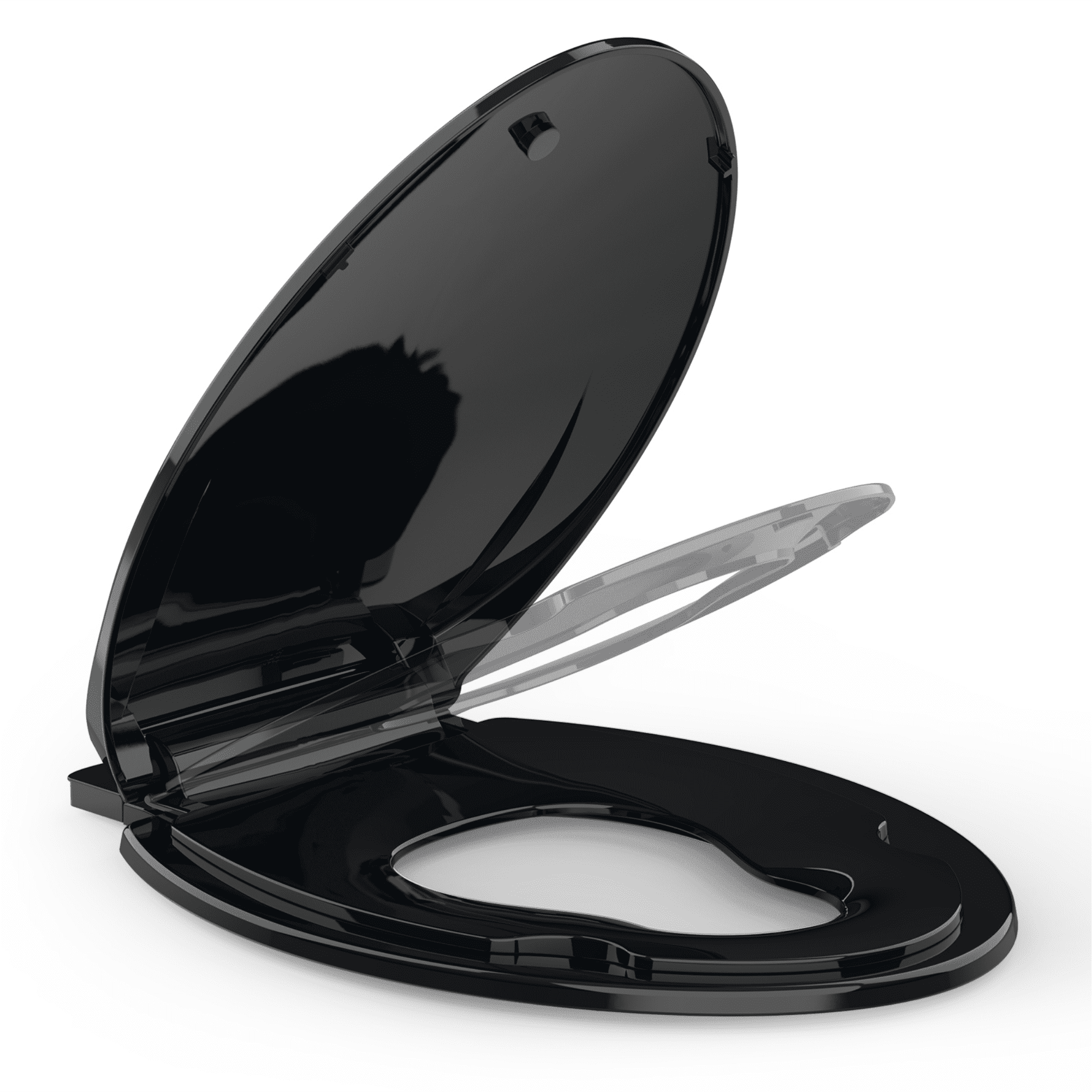 Toilet Seat with Toddler Potty Training Seat Built-In, for Both Child & Adult, Potty Training Seat, No Wiggle and Easy to Install, 19" Elongated Detachable Toddler Seat for Longtime Usage, Black